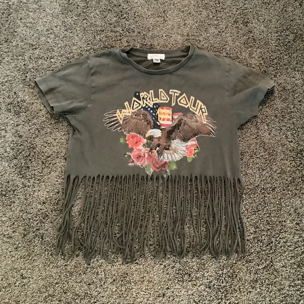 Frayed band crop t-shirt